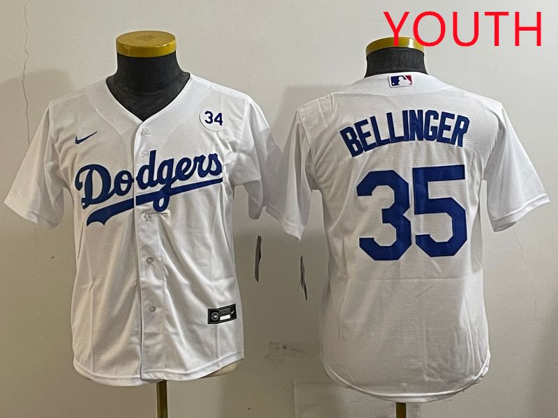 Youth Los Angeles Dodgers 35 Bellinger White Game 2025 Nike MLB Jersey style 10